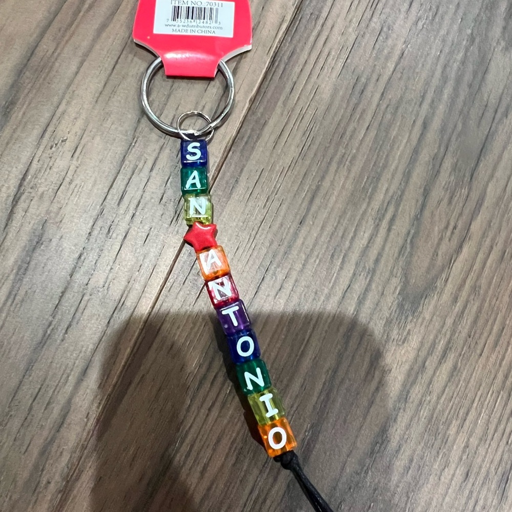 San Antonio Texas Heart Rainbow Keychain NWT